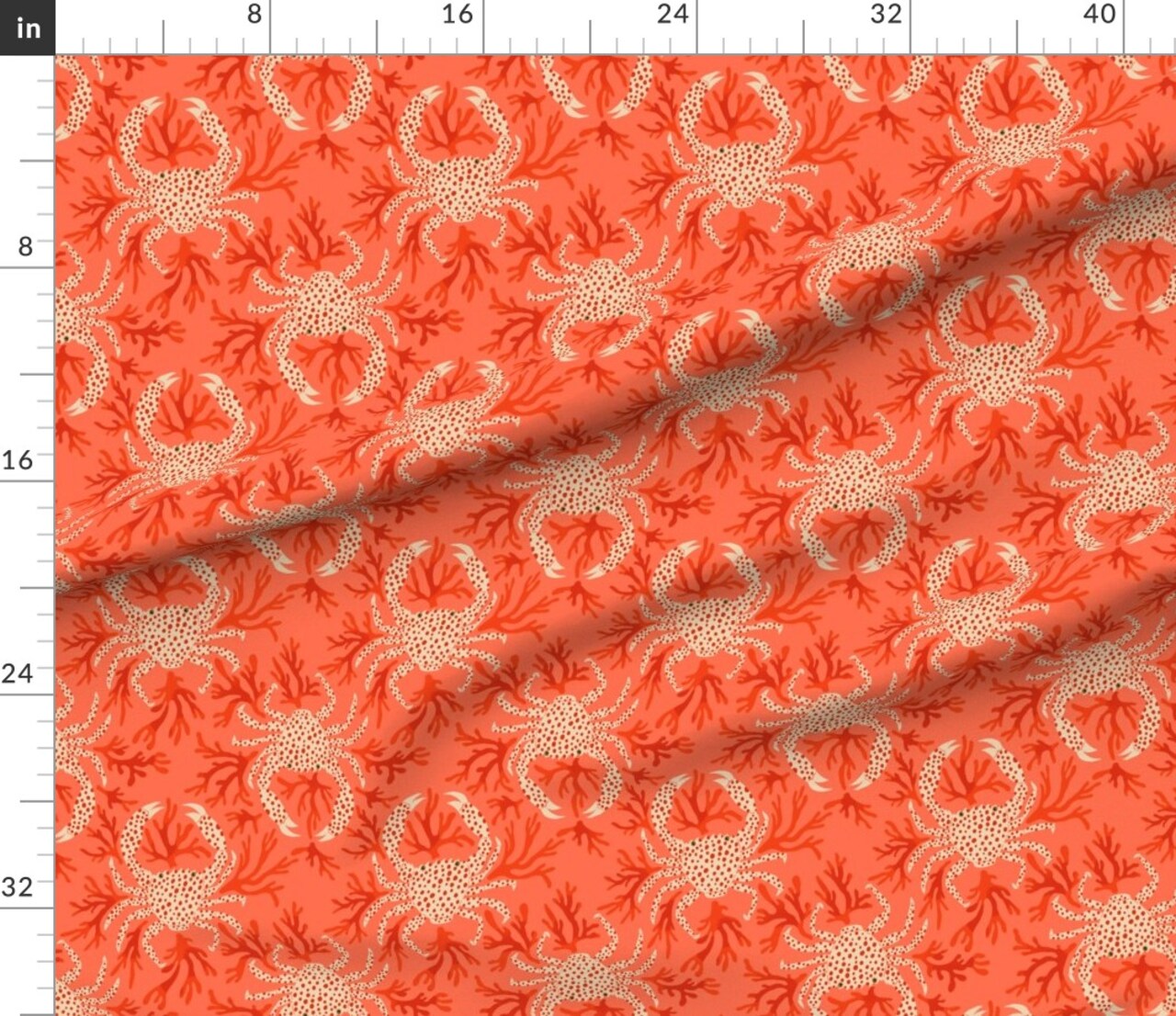 Seaside Coastal Under The Sea Beach Crustacean Crab Ocean Custom Printed Fabric by Spoonflower Various Fabrics by the Yard or Fat Quarter